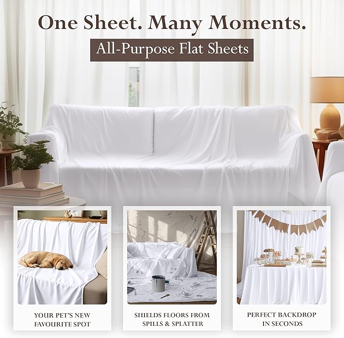 Utopia Bedding Flat Sheets - Pack of 24 - Soft Brushed Microfiber Fabric - Shrinkage & Fade Resistant Top Sheet - Easy Care (White, King)