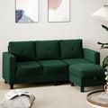 Shintenchi 76" Modern Upholstered Sectional Sofa, L-Shaped Couch with Storage Ottoman and Reversible Chaise for Living Room, Green Linen Fabric