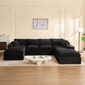 137.8” Sectional Couches for Living Room, Set of Cloud Couch, Modular Sectional Sofa, Convertible Sofas Bed, Deep Seat Sofa, Sleeper Sofa Full Size, Corduroy, Black