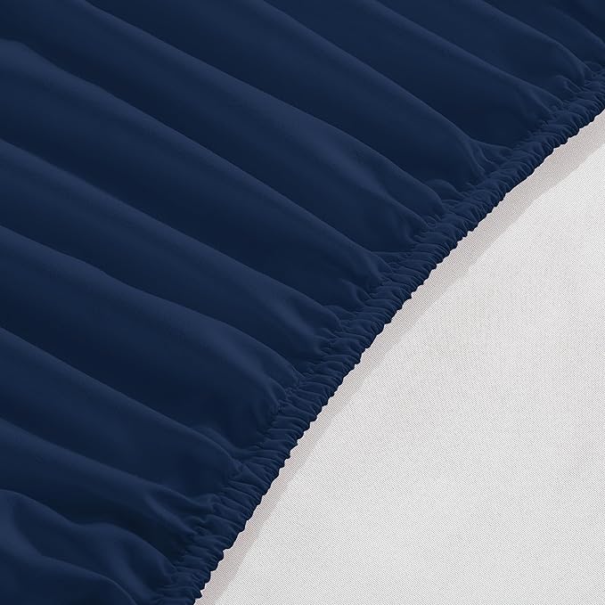 Elegant Comfort 1500 Premium Hotel Quality 18-24 Inches Deep - Extra Deep Pocket Single Fitted Sheet for High Mattress, Luxury and Softest, Smart Pocket - Wrinkle Free, King, Navy Blue