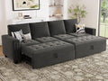 Belffin Modular Sectional Sleeper Sofa with Pull Out Bed Convertible Velvet Sleeper Sofa with Storage Sectional Couches for Living Room Grey