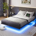 Liians Full Size Modern Floating Bed Frame with Smart LED Lights, USB Charging Station, Sturdy Metal Platform, No Box Spring Needed, and Easy Assembly