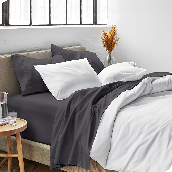 Bare Home Twin XL Sheet Set - 1800 Ultra-Soft Microfiber Twin Extra Long Bed Sheets - Double Brushed - Deep Pockets - Easy Fit - 3 Piece Set - Bedding Sheets & Pillowcases (Twin XL, Forged Iron Grey)