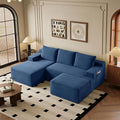 96" Sectional Couches for Living Room Cloud Couch Sofa with L-Shape Upholstered Boneless Couchs Modern Modular Sectional Couch with Chaise (Bule, 96" W+Left Facing Chaise+2Seaters+Ottoman)