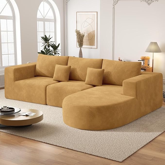 Boneless Couches for Living Room,Cloud Sectional Couch with L-Shape Chaise,Modern Modular Sofa with Deep Seat Upholstered Comfy Couches for Bedroom,No Assembly Required,1PCS
