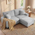 DOPEDIO L-Shaped Sectional Sofa with Storage Ottoman, Modern Chenille Recliner Loveseat, Removable Couch Covers, Pocket Spring Cushions, Solid Wood Frame, Easy to Install (71.25inch, Light Gray)