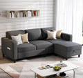 Sectional Sofas Couches for Living Room 78" L-Shaped Small Couch - Modern Linen Dark Grey Sofa with Storage Ottoman for Apartments, Studios Home Offices, Small Space