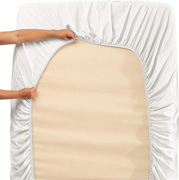 Hearth & Harbor Extra Deep Pocket Sheets - Fits Mattress 18-24 Inches Deep - Extra Deep Pocket Split King Size Sets - 7 Piece Split King Size - White