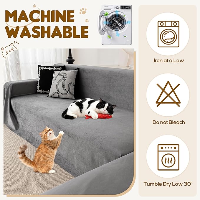 L Shaped Sectional Couch Cover 2 Pcs, Ultra Soft Waterproof Non-Slip Sofa Cover, Pet & Kid Proof Furniture Protector for Left/Right Chaise, Washable Scratch-Resistant Slipcover (XXL,118"x71"+118"x71")