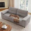 88.97" Modern Sofa Couches for Living Room, Deep Seat Sofas with 8”Cushion, Comfy 2-Seater Chenille Loveseat with Convertible Armrest, Removable Sofa Cover, High Leg(Light Gray)