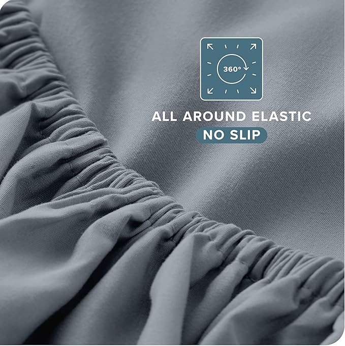 Bare Home Full XL Sheet Set - 1800 Ultra-Soft Microfiber Full Extra Long Bed Sheets - Double Brushed - Deep Pockets - Easy Fit - 4 Piece Set - Bedding Sheets & Pillowcases (Full XL, Steel Blue)