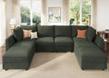 HONBAY Modular Sectional Sofa Couch with Storage, Modern U Shaped Sectional Sofa, Convertible Couches for Living Room - Green