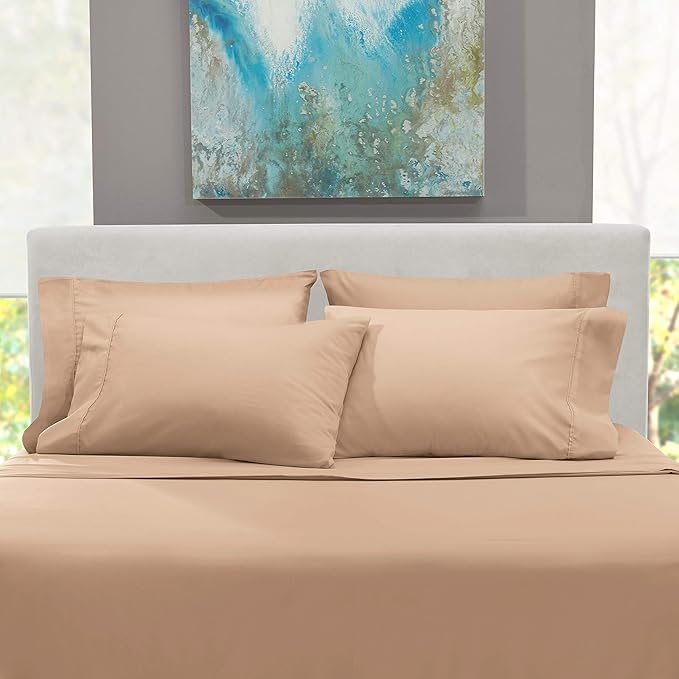 Hearth & Harbor Extra Deep Pocket Sheets - Fits Mattress 18-24 Inches Deep - Extra Deep Pocket Twin XL Sheets Sets - 4 Piece Twin XL Size - Taupe