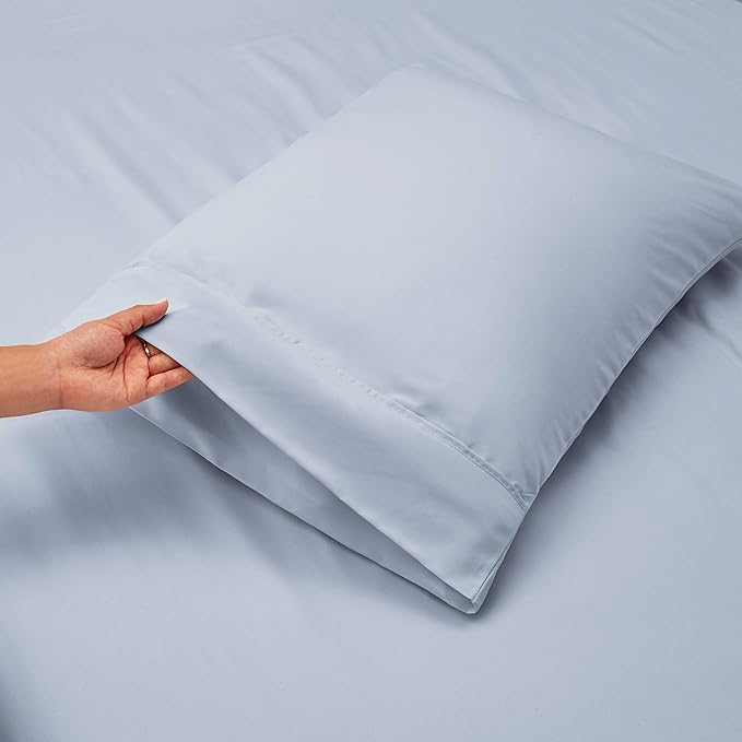 Hearth & Harbor Extra Deep Pocket King Size Sets - Fits Mattress 18-24 Inches Deep - Extra Deep Pocket Sheets - 6 Piece King Size - Ice Blue