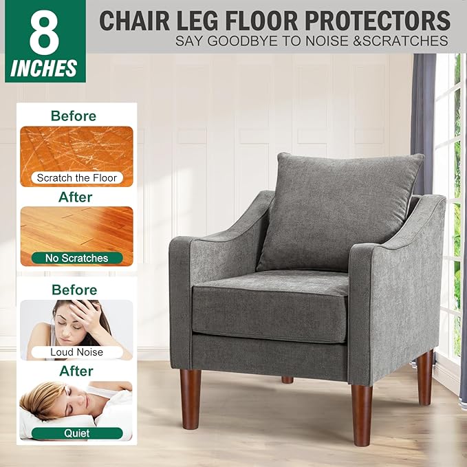 FoDau770 Brown Rubber Wood Furniture Legs 8 Inches, Straight Tapered Wood Feet Mid Century Sofa Legs Set of 4, 5/16" UNC Furniture Feet for Cabinet Couch Dresser Chair Ottoman Table