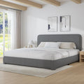 BarnFurin King Size Boucle Bed Frame and Headboard, Cloud Upholstered Platform Bed Frame, Soft Rounded Corners, No Box Spring Required, Non-Slip and Noise-Free, Easy Assembly, Light Grey