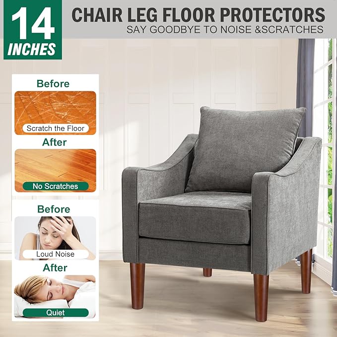 FoDau770 Brown Rubber Wood Furniture Legs 14 Inches, Straight Tapered Wood Feet Mid Century Sofa Legs Set of 4, 5/16" UNC Furniture Feet for Cabinet Couch Dresser Chair Ottoman Table