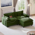 80.7" Modular Sectional Sofa, L Shaped Cloud Couch with Movable Ottoman, Chenille Deep Seat Cloud Sofa with Charging Station, Cup Holder, Side Pocket, Sectional Couches for Living Room, Green