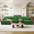 138" Boneless Cloud Couch Sectional No Assembly Required Modular Sofa with Deep Seat for Living Room U Shaped Couch with Ottoman Snowflake Fabric and Memory Sponge Moss Green