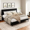 HAOARA King Size Bed Frame, King Size Platform Bed Frame and Velvet Upholstered Headboard with Strong Wood Slats, Box Spring Optional, Mattress Foundation, Easy Assembly Black