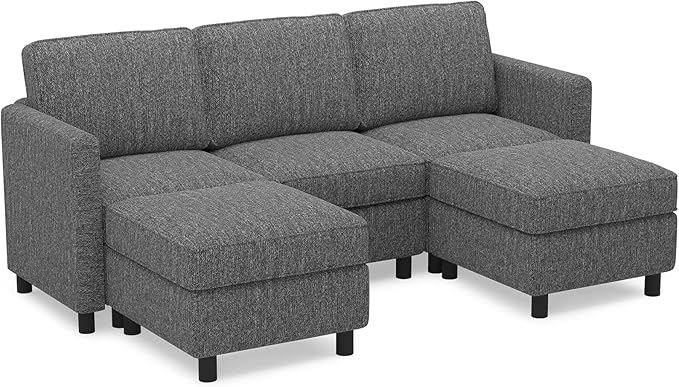 Belffin 84.3" 5 Seats U Shaped Couch Modular Sectional Sofa Washable Sectional Couches for Living Room Comfy Couches with Storage Seat Couch Sofas with Chaise,Grey