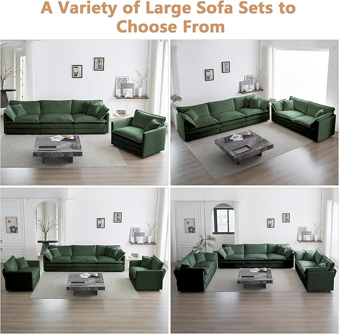 mikibama Modular Sectional Sofa, 76.4 Inch L Shaped Couch Set for Living Room, Loveseat Comfy Cloud Couches with Movable Ottoman, DIY Combination, Chenille, Evergreen