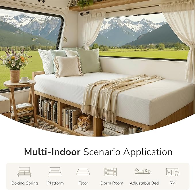 MLILY RV King Mattress in a Box, 10 inch Mattresses for RVs, Campers & Trailers, Green Tea Memory Foam Mattress for Cool Sleep & Pressure Relief, Medium, 72" x 80"