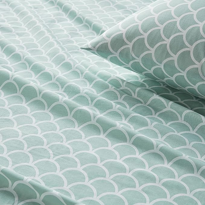 Comfort Spaces 100% Cotton Sheet Set Breathable, Lightweight, Soft with 14" Elastic Pocket Fits up to 16" Mattress, All Season Cozy Bedding, Matching Pillow Case, Queen Scales 4 Piece