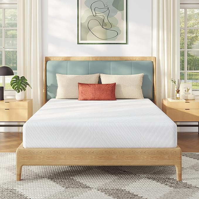 MLILY Queen Mattress in a Box, 10 inch Mattresses for Platform Bed Double Size Daybed, Green Tea Memory Foam Medium Firm