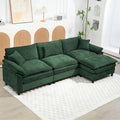 Oversized Modular Sectional Sofa, 111.8 Inch L Shaped Cloud Couch Set, 3-Seat Comfy Convertible Sofa with 1 Movable Ottoman, DIY Combination Sleeper Couch for Living Room(Chenille, Green)