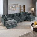 Setawix Deep 4 Seater Couch with Ottomans,147.22" U-Shaped Cloud Couches for Living Room,Chenille Cloud Sofa Couch with Foorest,Modular Sectional U Shape 4 Seat Sofa for Bedroom (Grey, 4+2)