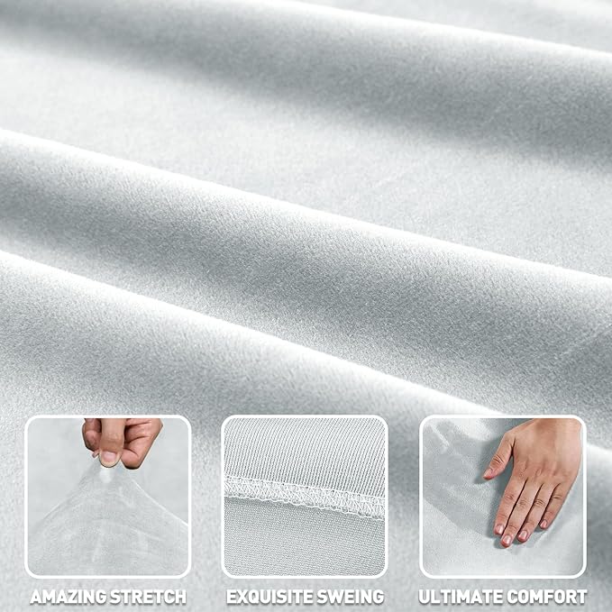 ZNSAYOTX 2026 Soft Velvet Sectional Couch Covers, Luxury Plush Slipcovers with Elastic Bottom for L Shape Sectional Sofa, 2 Pcs Pet Friendly Protector (3 Seat Couch + 2 Seat Chaise, Silver Grey)