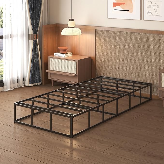 Lutown-Teen 10 Inch Twin Box Spring High Profile, Heavy Duty Metal Box Spring Twin Bed Base with Fabric Cover, Mattress Foundation, Noise Free, Easy Assembly