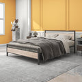 BOFENG Queen Bed Frames with Wood Headboard,Heavy Duty Platform Bed Frame No Box Spring Needed,Farmhouse Bed Steel Slat Mattress Foundation Sturdy Square Pipe Design Home Furniture