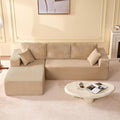 107" Boneless Couch with Deep Seat, Set of Modular Sectional Sofa, Cloud Sectional Couch for Living Room, No Assembly Required, Corduroy, L-Shape Left, Camel