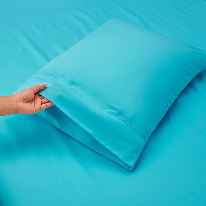 Hearth & Harbor Bed Linen Set - Split King Size, 6 Piece, Extra Deep Pocket, Microfiber, Beach Blue