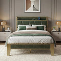 LIKIMIO Twin XL Bed Frame, Storage Headboard with Charging Station, Solid and Stable, Noise Free, No Box Spring Needed, Easy Assembly (Dark Green)