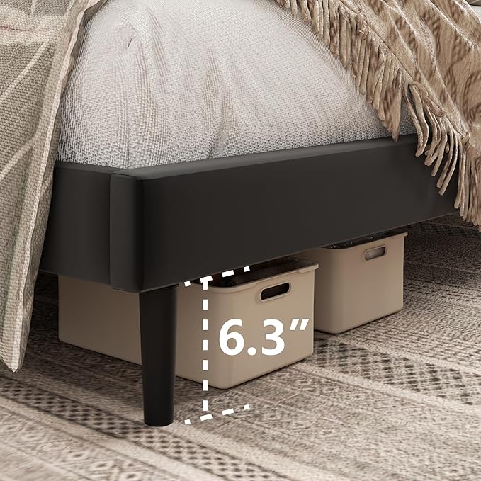 HAOARA Full Size Platform Bed Frame with Velvet Upholstered Headboard, Full Bed Frame with Strong Wood Slats, Mattress Foundation, Box Spring Optional, Easy Assembly, Black | Velvet Upholstered, Strong Wood Slats, Mattress Foundation, Box Spring Option...