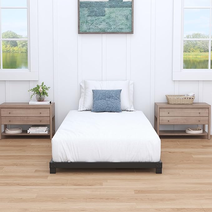 Nailsong 3 Inch Twin Bed Frames Low Profile, Twin Platform Bed Frame No Box Spring Needed, Heavy Duty Metal, Easy Assembly, Black