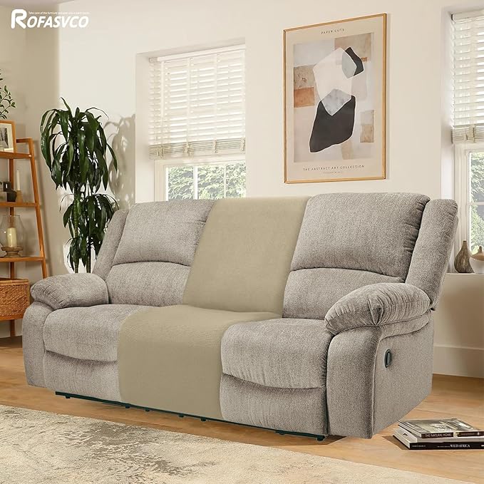 Waterproof Reclining Sectional Couch Covers Washable L Shaped Couch Cover for Sectionals Recliner Sofa Covers Stretch Corner Recliner Slipcovers for Dogs (Additional Seat Cover, Tan)