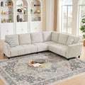 Convertible Sectional Sofa Couch, 102" L Shaped Couch with Back Cushions, Modern Upholstered Fabric 6-Seat Reversible Sofa Set for Living Room, Apartment, Office, Beige