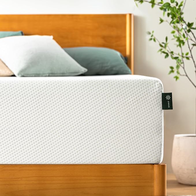 Zinus 12 Inch Full Green Tea Memory Foam Mattress [New Version], Fiberglass Free, Medium Firm Feel, Zoned Pressure Relief, Certified Safe Foams & Fabric, Mattress in A Box