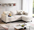 Sectional Sofas Couches for Living Room 78" L-Shaped Couch - Modern Linen Beige Sofa with Storage Ottoman USB for Apartments, Studios & Home Offices, Small Space