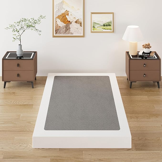 Lutown-Teen 3 Inch Twin XL Box Spring Low Profile, Heavy Duty Metal Box Spring Twin XL Bed Base with Fabric Cover, Mattress Foundation, Noise Free, Easy Assembly