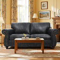 Mid-Century Vintage Sofa Couches with Rivet Design,loveseat Sofa,Removable Sofa Cover Upholstered Cushions and Solid Wood Frame (Grey, Loveseat)