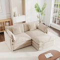 mikibama Modular Sectional Sofa, 76.4 Inch L Shaped Couch Set for Living Room, Loveseat Comfy Cloud Couches with Movable Ottoman, DIY Combination, Chenille, Light Coffee