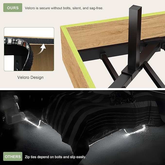 Feonase Floating Bed Frame Full with Led Lights and Charging Station, Wood Full Size Bed Frame with Storage Headboard, Heavy Duty Metal Slats, No Box Spring Needed, Easy Assembly, Noise-Free,Oak