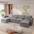 Modular Sectional Sofa with Double Layer Cushion, U Shaped Cloud Couch with 2 Movable Ottoman & Deep Seat, Oversized Chenille Sofa Couches for Living Room and Apartment (Light Grey, U Shaped Sofa)