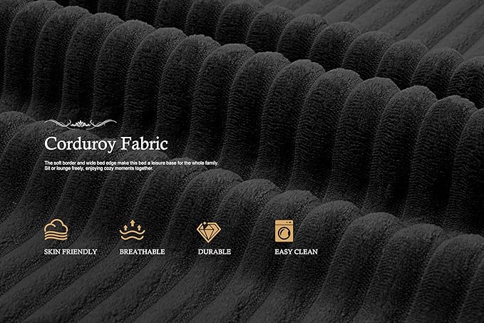 HABUTWAY Sectional Couches for Living Room,No Assembly L Shaped Couch 105" Modular Sectional Sofa Couch with Deep Seat,Cloud Couches Furniture Sets for Apartment,Corduroy (Black, Right Facing)