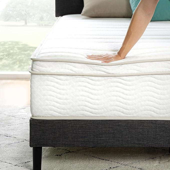 Zinus 12 Inch Foam and Spring Hybrid Mattress [New Version], Queen, Fiberglass Free, Medium Firmness, Durable Support, Certified Safe Foams & Fabric, Mattress in A Box